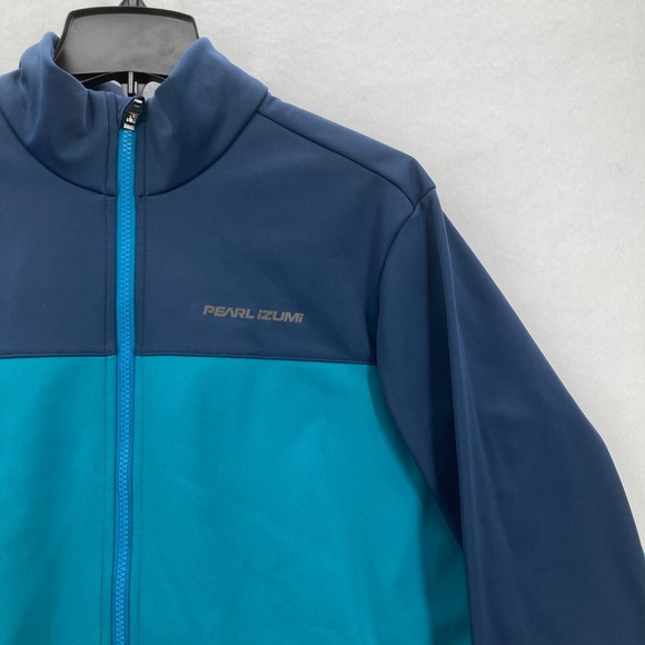 Pearl Izumi Cycling Jacket Mens Large Blue Color Block Soft Shell Outdoors - Picture 2 of 13